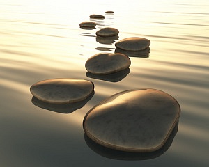 An image of golden light step stones